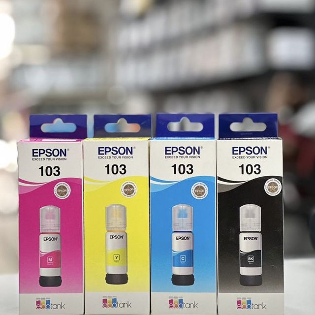 Takeer - 103 EPSON INK CARTRIDGES 

ZINAPATIKANA…………..☑️

✔️Universal ink cartridges

✔️Color: BLACK/ CYAN/ YELLOW/ MAGENTA 

✔️Both : Original & Compatible...