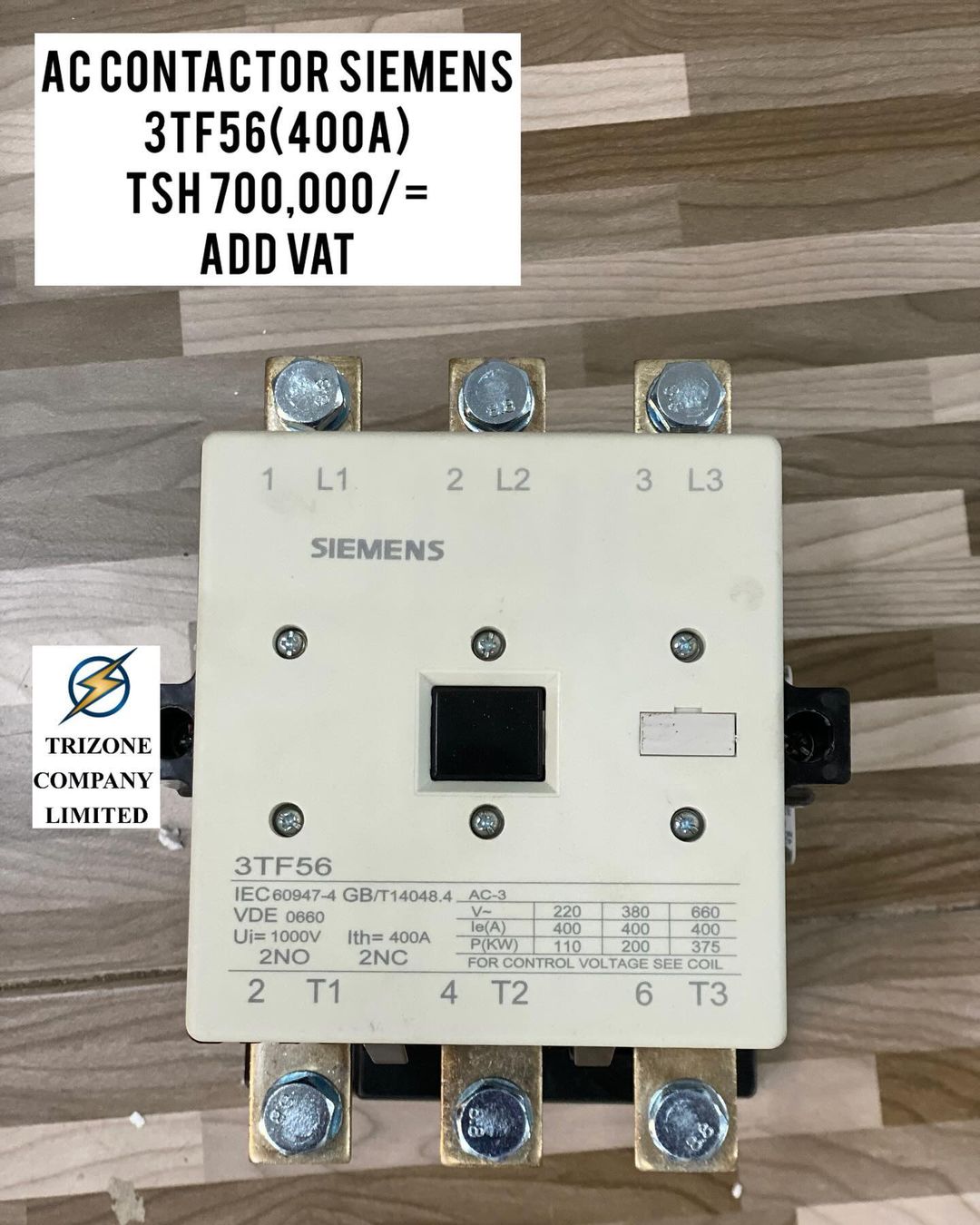 Takeer - AC CONTACTOR SIEMENS 400A(3TF56) ZIPO

BEI;TSH 700,000/=

MAWASILIANO;
SIMU NAMBA: #
WHATSAPP NAMBA:#

TUNAPATIKANA;
KARIAKOO-MTAA WA NARUNG'OMBE N...