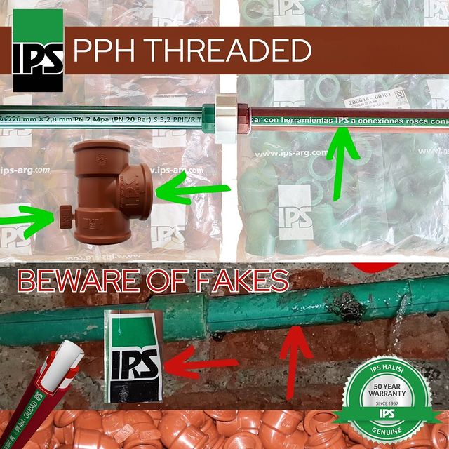 Takeer - Beware of fakes! Always carefully check the stripe on the pipes for IPS markings and look for the IPS tags on every fitting. Choose Genuine IPS for...