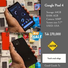 Takeer - Google Pixel 4
Tsh 270,000
⬛64GB/6GB/16 MP/5.7"/SINGLE SIM.
⬛MTUMBA MPYA TOKA USA.
🟥TOUCH CRACK NDOGO SANA. TOUCH NA VYENGINE VYOTE VYA SIMU VINAF...