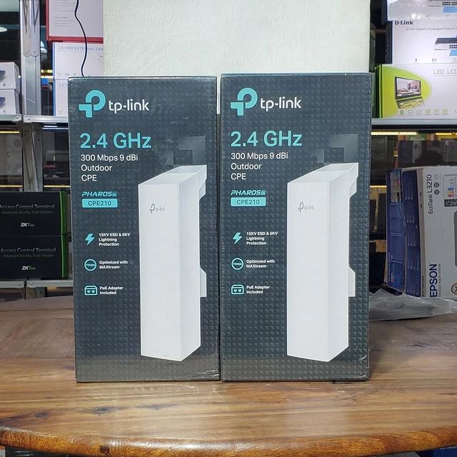 Takeer - OUTDOOR CPE 210 AVAILABLE NOW🔥🔥
2.4 GHz
BRAND: Tp-Link

Features; 
➡️Up to 300 Mbps wireless data rates
➡️Built-in 12 dBi 2×2 dual-polarized dire...