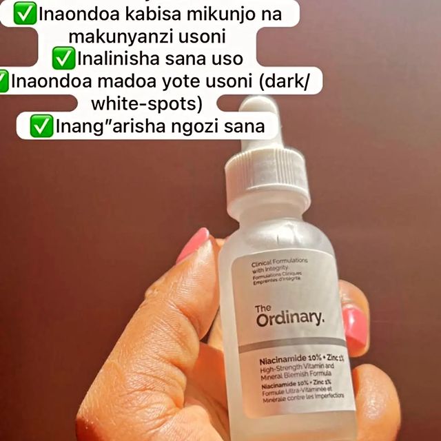 Takeer - THE ORDINARY NIACINAMIDE 10%+ZINC 1%
👨‍🦯Is a solution for balancing oil production in the skin
👨‍🦯inasaidia kubalance uzalishaji wa mafuta kwen...