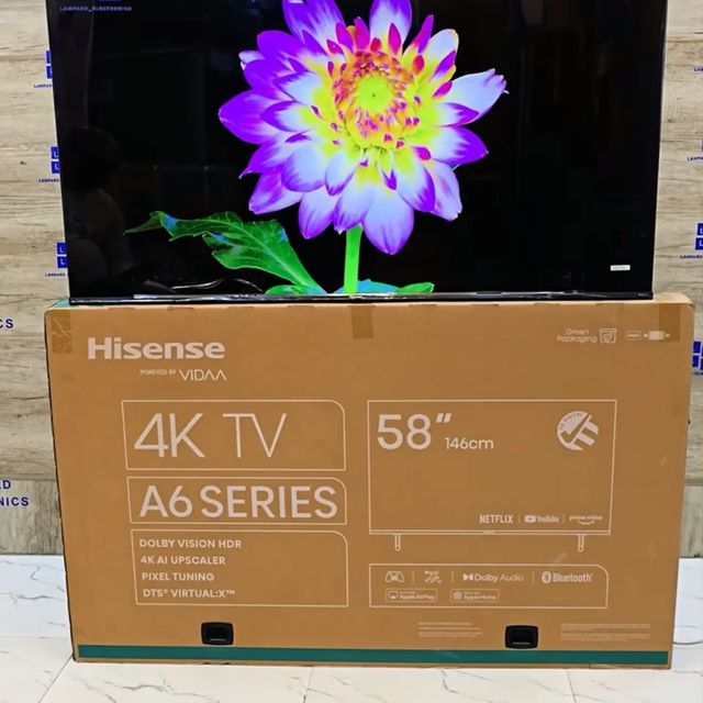 Takeer - Hisense smart 4k UHD frameless 58 inches 
Warranty 2year 
Price 👉 1,150,000