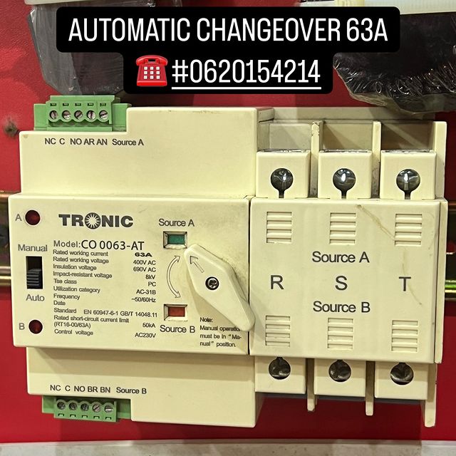 Takeer - TRONIC AUTOMATIC CHANGEOVER SWITCH 63A
-BEI POA

WASILIANA NASI
WHATSAPP/CALLS #☎️

WATEJA WA MIKOANI TUNATUMA 🚚
 
