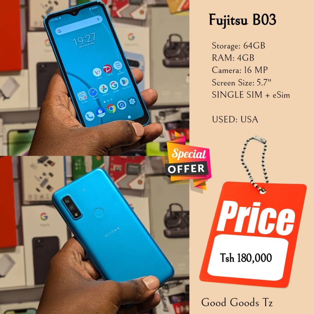 Takeer - Fujitsu Arrows B03
Tsh 180,000
⬛64GB/4GB/16 MP/5.7"/SINGLE SIM + eSim.
⬛MTUMBA HALI MPYA TOKA USA.
⬛Ni simu bila accessories zake.
⬛INASOMA LINE ZO...