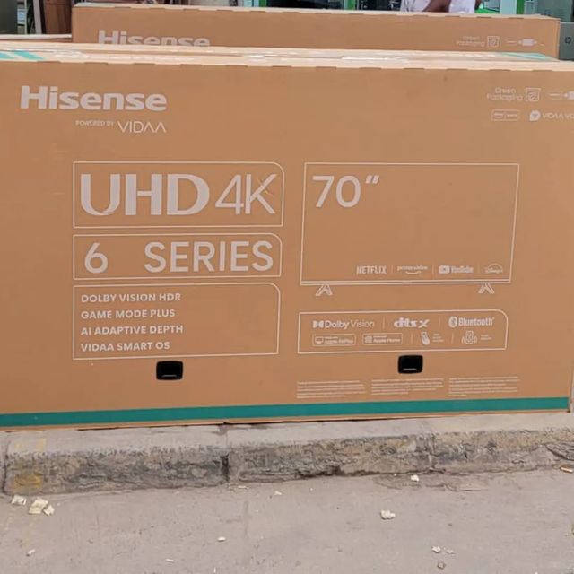 Takeer - Offer 🔥 Hisense smart 4k frameless 70 inches 
2year warranty 
Price 👉 1,950,000🔥trh 1 mwisho 
Free HDMI cable 
Free wall bracket 
Free delivery ...