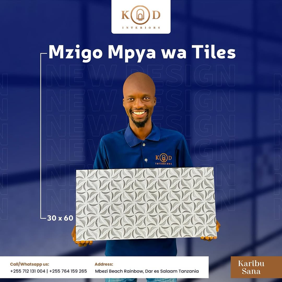 Takeer - Wall tiles 30x60 both glossy and matte finish zinapatikana  karibuni sana. 

✅ Bei poa kabisa. 35,800 per Box

✅ coverage ni 0.9 sqm

✅ Indian Tile...