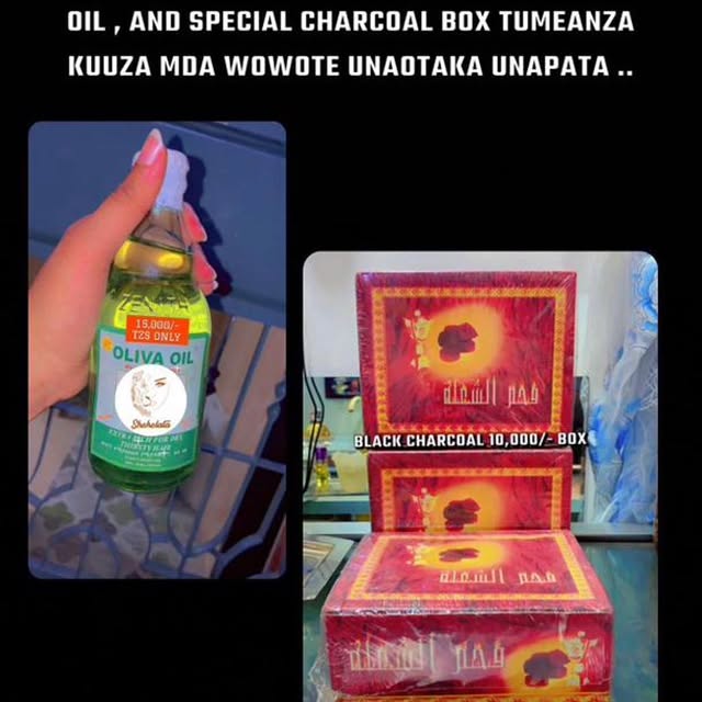 Takeer - Charcoal/mkaa wa kufukizia Udi au ubani ni 10,000/- box ✅
Olive oil mafuta mazuri mno ya nywele na mwili pia waweza kutumia bei ni 15,000/- chupa✅ ...