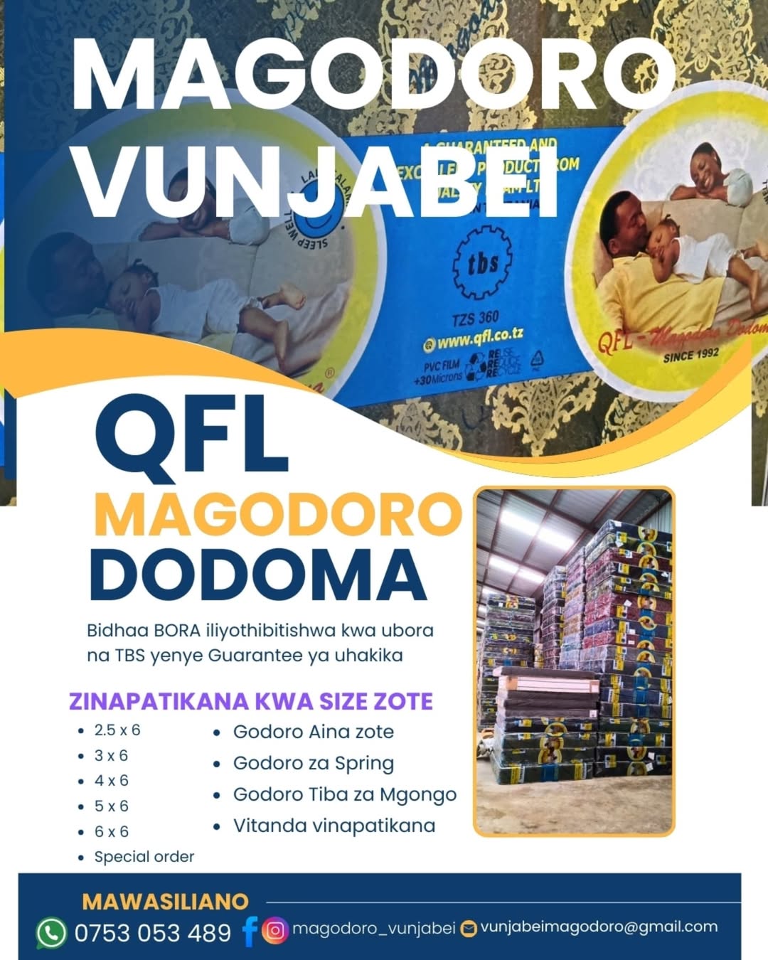 Takeer - QFL MAGODORO DODOMA YANAPATIKANA DUKANI KWETU
🚦WAKALA MKUU WA MAGODORO MWANZA
📍TUPO MWANZA MJINI, MTAA WA LUMUMBA

📞 MAWASILIANO; AU 
🔯TUNAUZA ...